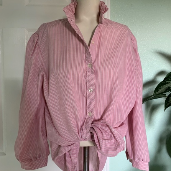 Vintage Notations stripes ruffle collar blouse - Picture 3 of 8
